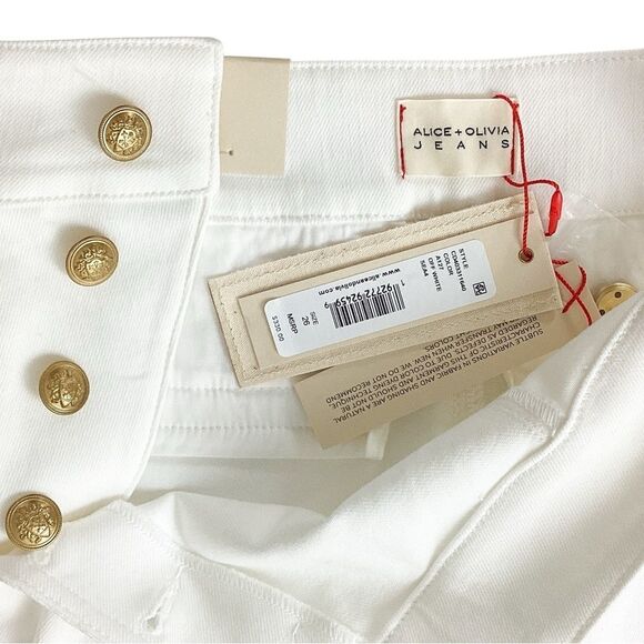 ALICE + OLIVIA NWT Size 26 Narin High Rise Wide Leg Jean Nautical Off White Pant - Picture 4 of 9